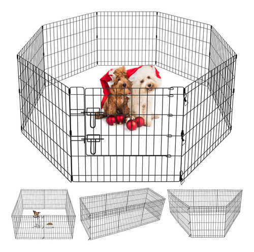 Corralito De 8 Paneles De 24 Pulgadas Para Interiores Y Exte