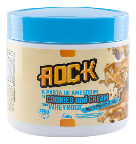 Pasta Amendoim Cookies 600g C/ Whey 0% Açúcar - Rock Peanult