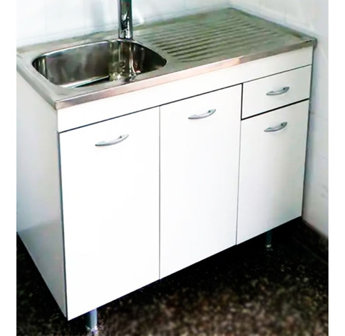Imagen 6 de 10 de Bajo Mesada Cocina Amube 1 Mt Blanco Correderas Envio Gratis