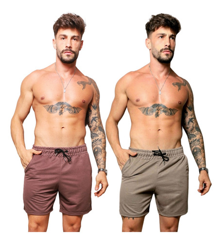 Bermuda Masculina Moletinho Kit 2 Peças