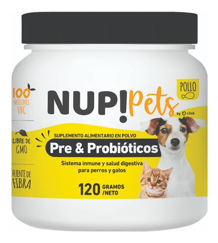 Nup!pets Pre Y Probióticos Perros Y Gatos 2 Meses Pollo