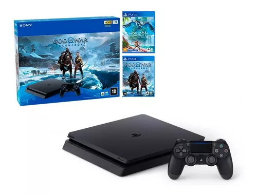 Console Sony PS4 + Jogo God of War Ragnarök, 1TB, Preto - CUH