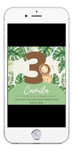 Invitación Cumpleaños Tarjeta Digital Animales Selva Zafari