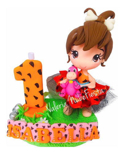 Vela Pebbles Picapiedra Flinstons Cake Topper Pasta Francesa