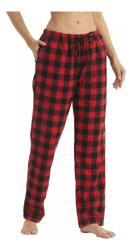 Pantalones De Pijama De Franela A Cuadros Para Mujer, Ropa