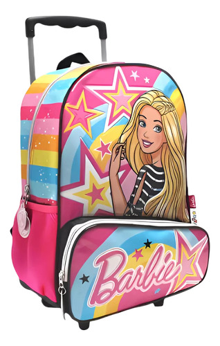 Mochila Carrito Barbie 16 Pulgadas Wabro Color Negro Diseño De La Tela Muñeca Barbie