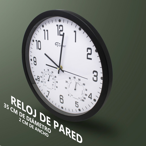 Imagen 4 de 7 de Reloj Pared Moderno Analogo Termometro E Higrómetro Trentino