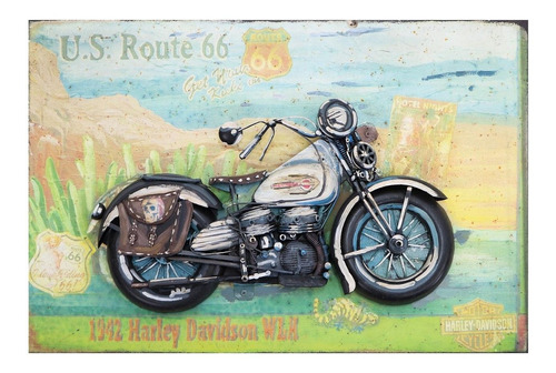 Quadro Decorativo Harley Davidson 3d Motorcycle 45x30cm - Ún Cor Único