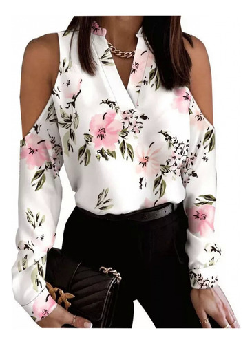 Blusa Con Hombros Descubiertos Y Estampado Floral Elegante P