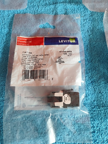Conector Jack Cat 6a, Leviton 6110g-re6 Rj-45 Cat6a Utp Lote (Usado)
