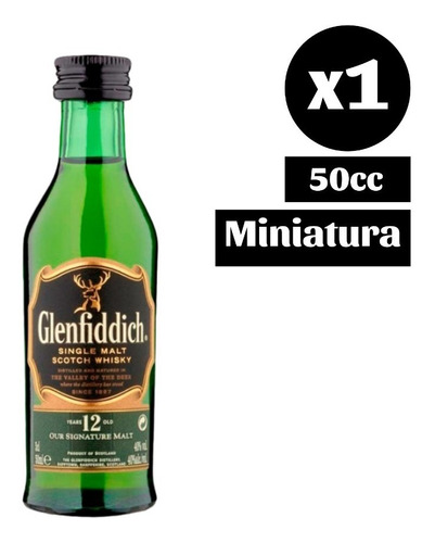 Miniatura 50cc Whisky Glenfiddich 12 Años Single Malt 