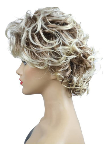 Peluca Rubia Ontemily, Corte Corto Con Ondas Elegantes