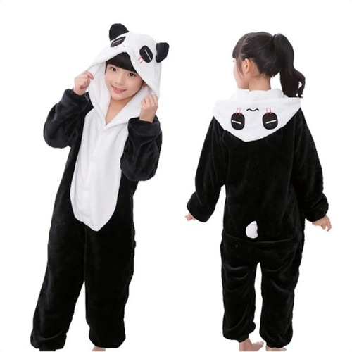 Pijama Disfraz Enterito Oso Panda Infantil Polar Abriga