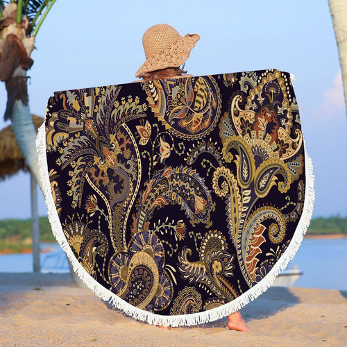 Toalla De Playa C Con Estampado Redondo De Microfibra Superl