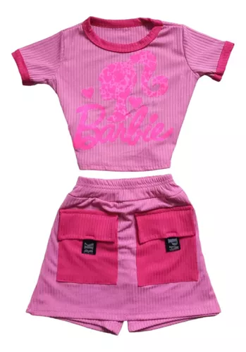 Conjunto Barbie Infantil Menina Moda Blogueirinha Roupas Top