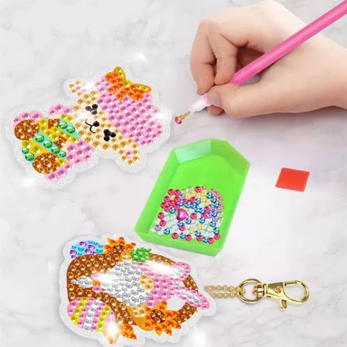 Pintura Por Diamantes Kit Completo Llaveros X3 Perritos