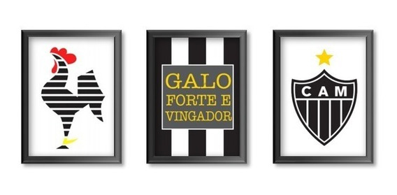 3 Quadros Galo Clube Atlético Mineiro Forte Vingador Escudo | Parcelamento  sem juros