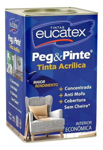 Tinta Eucatex Peg Pinte 18l Cores Variadas Parede Economica