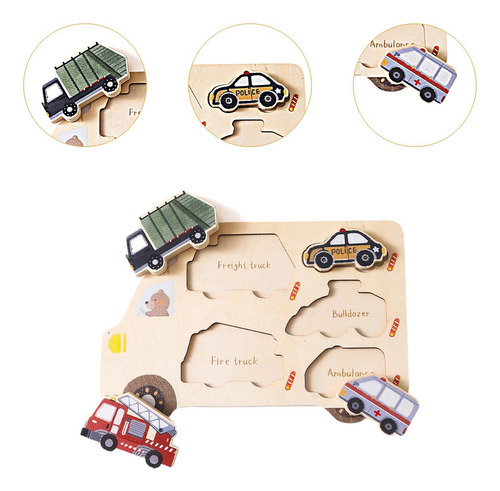 Rompecabezas De Madera Montessori Para Niños, Coches