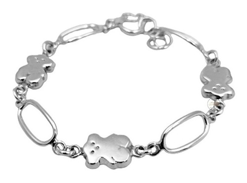 Pulsera Osito Plata Nacional Ley 950 Exclusiva Femenina