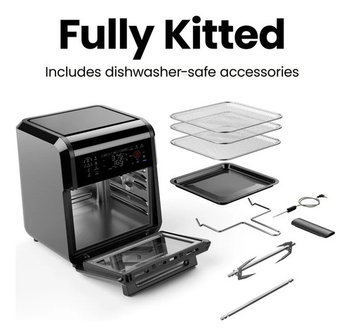 Chefman Airfryer Exactemp De 12 Cuartos,apagado Auto Digital Negro