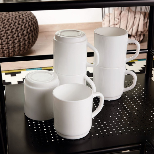 Zelie Juego De 6 Tazas Apilables De Opal Blanco Cocina Hogar
