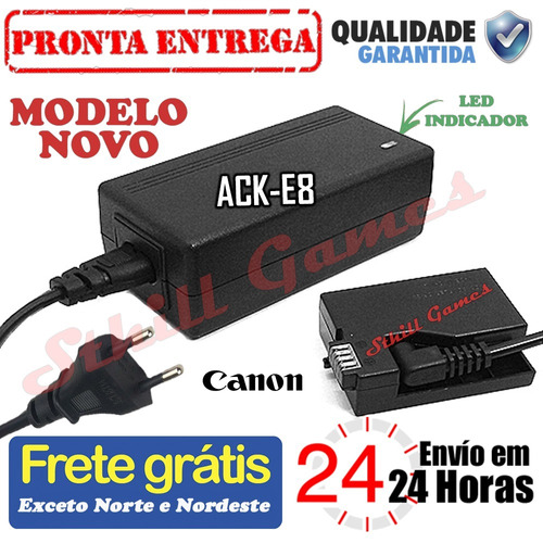 Fonte Ack-e8 Adaptador Ac Para Canon T2i T3i T4i T5i 650d...