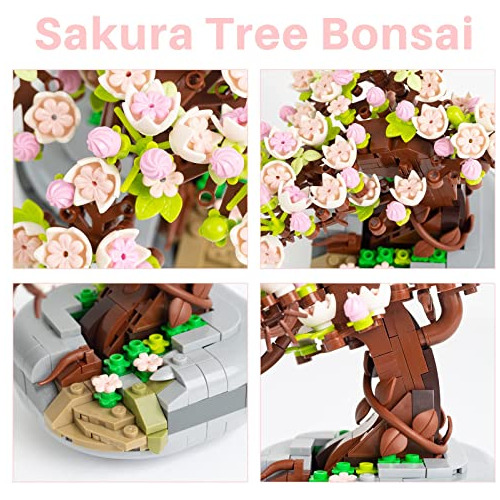 Modelo De Árbol De Sakura De Mini Ladrillos, Juguete D...