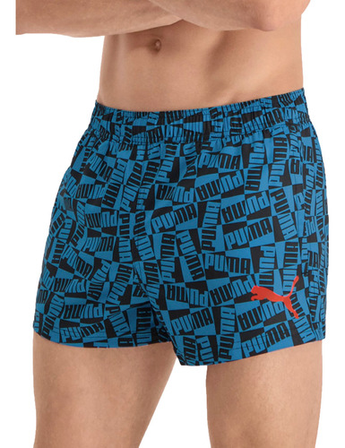 Short De Baño Puma Block Logo Hombre Moda Azul