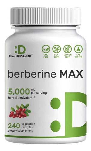 Berberina Max 5000mg Control Glucosa + Corazón Sano 240 Caps Sabor Sin Sabor