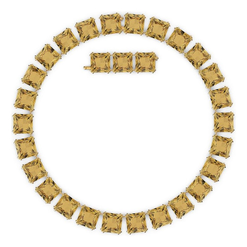 Collar Swarovski Millenia Cristales Cuadrado Bano Oro