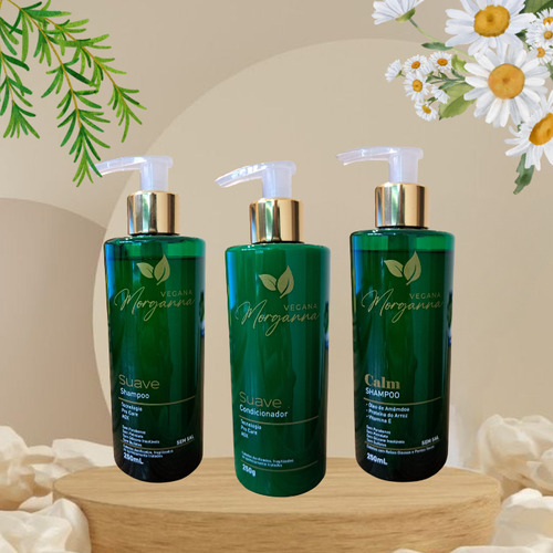 Kit Shampoo E Condicionador Morganna Vegana 3 Un + Brinde