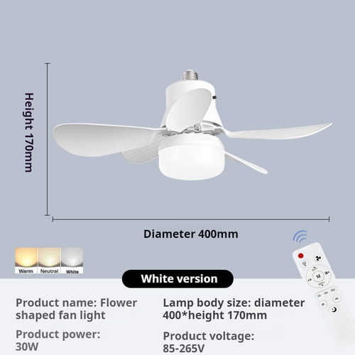 Ventilador De Techo Moderno Con Control De Bombilla Led 30w