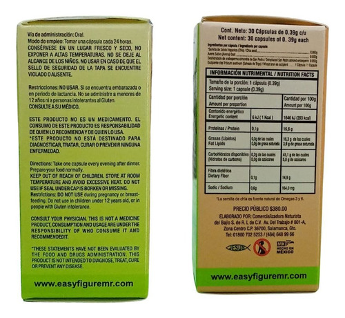 Easy Forte 30 Cápsulas Digestión Y Pérdida De Peso Sin Sabor