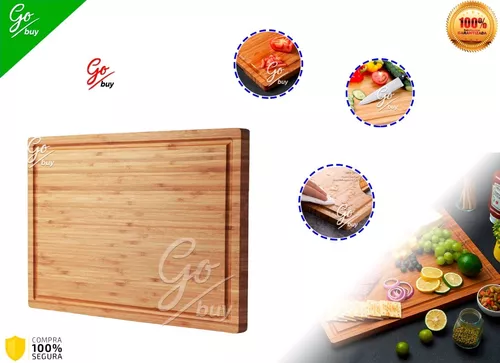 Tabla de picar en madera de bambú con tuppers para cocina