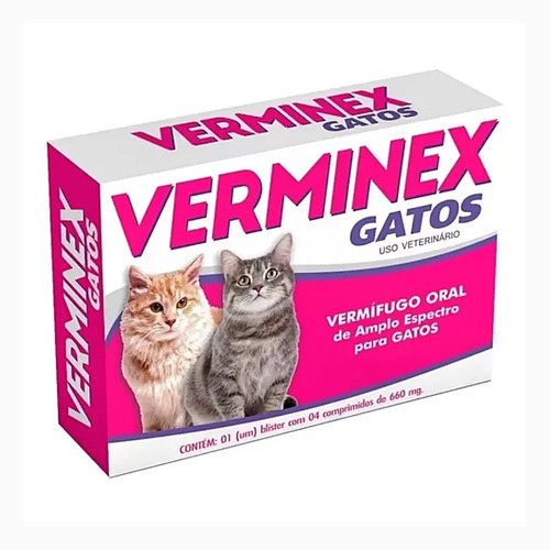 Vermífugo P/ Gatos Verminex Oral C/ 4 Comprimidos