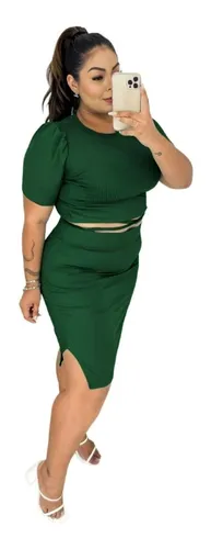 Vestido Canelado Transpassado Plus Size - Toda Gata Fashion