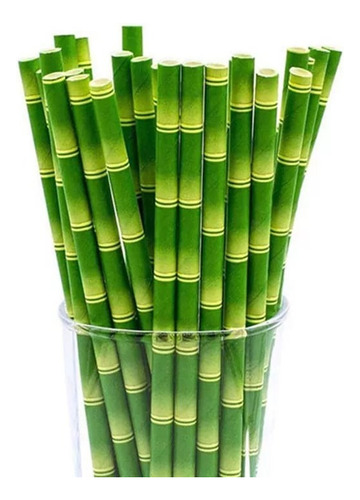 Bombillas Ecológicas Verde Bambú X 25 Cumpleaños Globifiesta