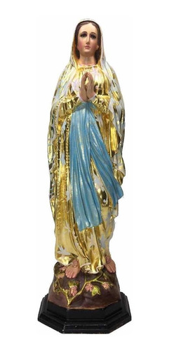 Virgen De Lourdes 86cm Hoja De Oro Al Óleo