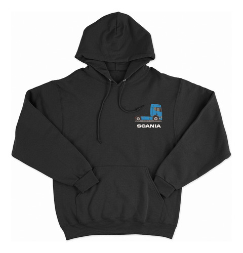 Hoodie Canguro Capucha Hombre Bordado Scania Camión Azul