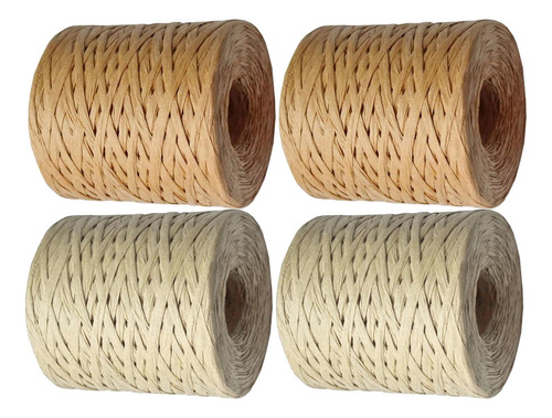 4 Rollos De Cinta De Papel De Rafia De 656 Pies, Cuerda De