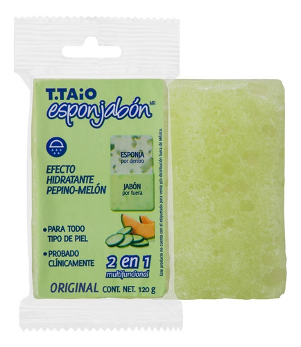 Esponjabón T.taio Pepino Y Melón Hidratante Esponja Más Jabón 2 En 1 120g