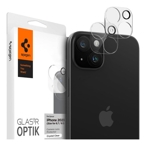 2 Protetores De Lente Spigen Optik Para iPhone 15 / 15 Plus Cor Crystal Clear