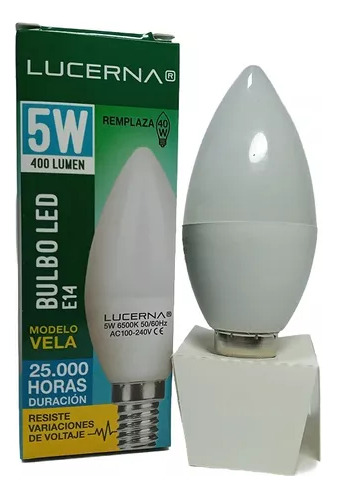 Bombillos Vela Led (rosca E-14) 5w 3.000k Lucerna 
