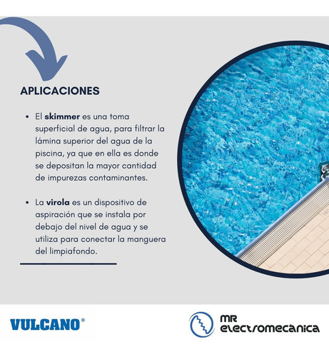 Imagen 3 de 10 de Kit Vulcano Pileta Hormigón: Skimmer 38 Cm. + Accesorios