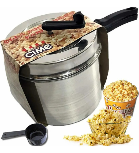 Pochoclera Familiar Olla Aluminio Pop Corn Grande 5 Litros