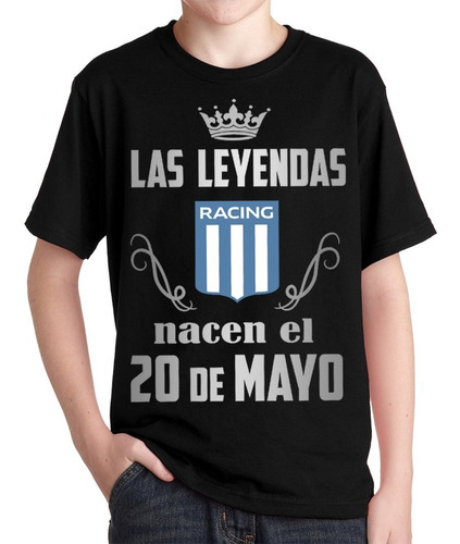 Remeras Racing Club Niño Cumpleaños Fecha Personalizada