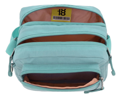 Crossbody Chenson 1818 Turquesa Zilp Impermeable 1866551-t Acabado De Los Herrajes Níquel Diseño De La Tela Liso