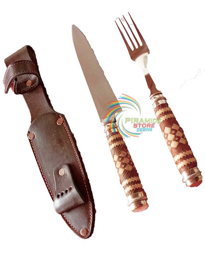 Cuchillo Y Tenedor Set De 14 D Hoja Inoxidable, Cabo Tiento.