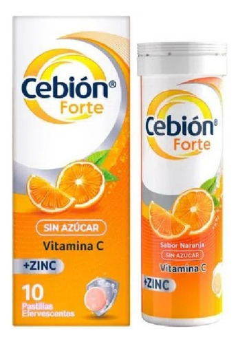 Suplemento Vitaminico Cebion Forte +zinc X 10 Tabletas Sabor Naranja